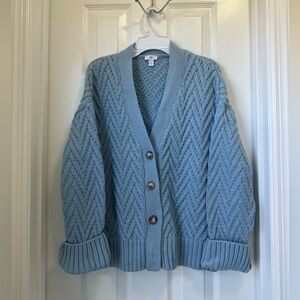 dip Light Blue Chevron Knit Cardigan